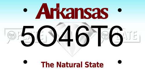 5O46T6 Arkansas License Plate