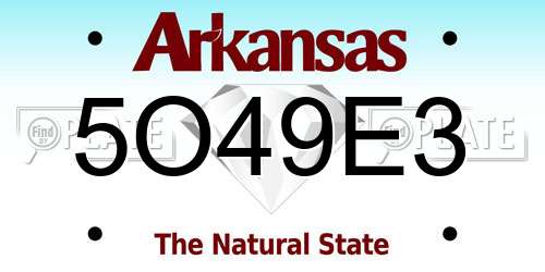 5O49E3 Arkansas License Plate