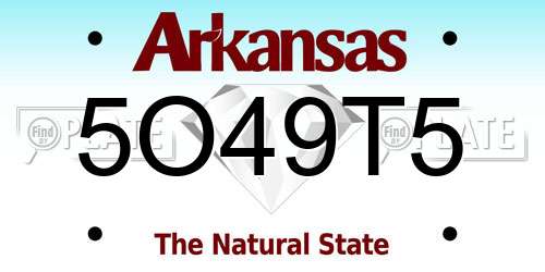 5O49T5 Arkansas License Plate