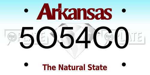 5O54C0 Arkansas License Plate