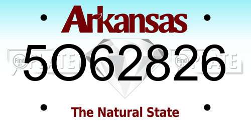 5O62826 Arkansas License Plate