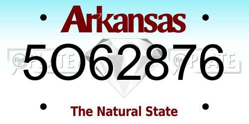 5O62876 Arkansas License Plate