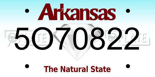 5O70822 Arkansas License Plate