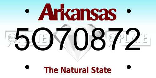 5O70872 Arkansas License Plate