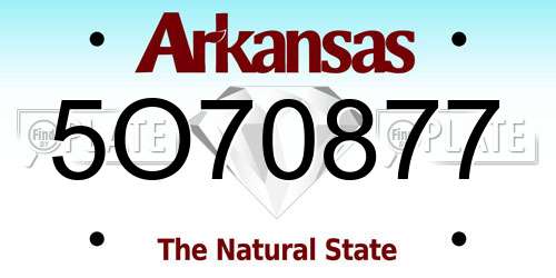 5O70877 Arkansas License Plate