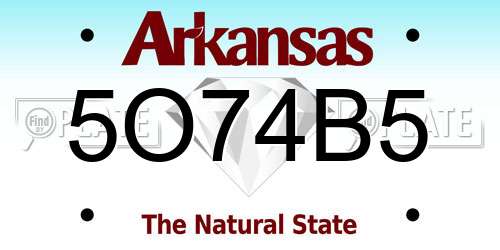 5O74B5 Arkansas License Plate
