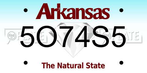 5O74S5 Arkansas License Plate