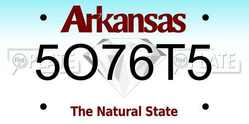 5O76T5 Arkansas License Plate