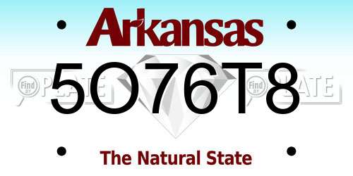 5O76T8 Arkansas License Plate