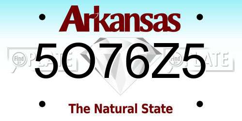 5O76Z5 Arkansas License Plate