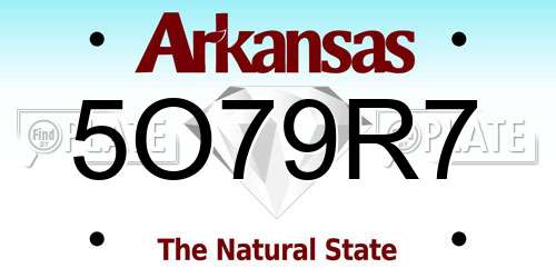 5O79R7 Arkansas License Plate