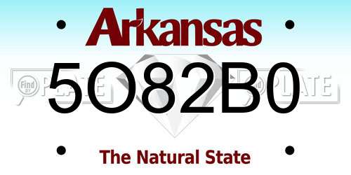 5O82B0 Arkansas License Plate