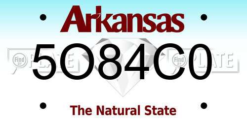 5O84C0 Arkansas License Plate