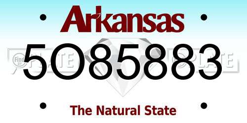 5O85883 Arkansas License Plate