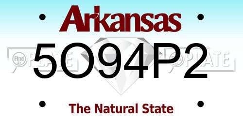 5O94P2 Arkansas License Plate