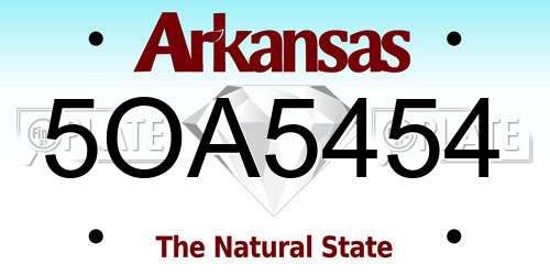 5OA5454 Arkansas License Plate