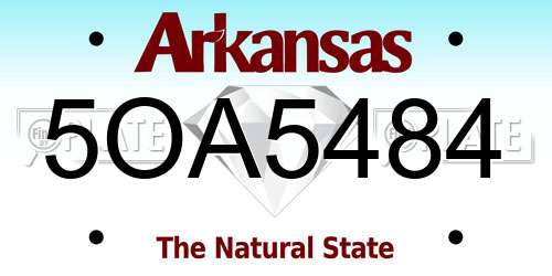 5OA5484 Arkansas License Plate