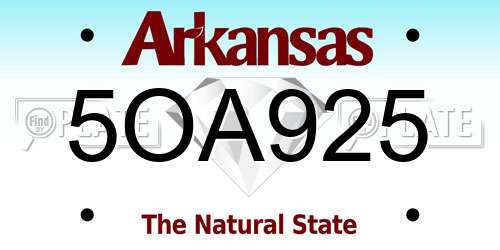 5OA925 Arkansas License Plate