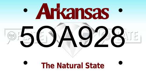 5OA928 Arkansas License Plate