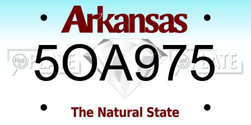 5OA975 Arkansas License Plate