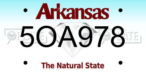 5OA978 Arkansas License Plate