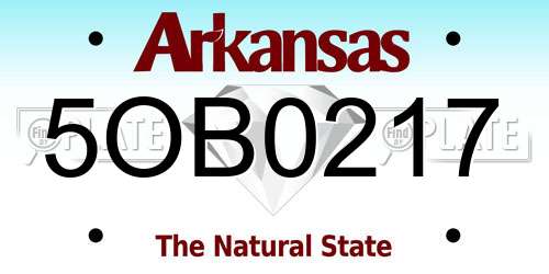5OB0217 Arkansas License Plate