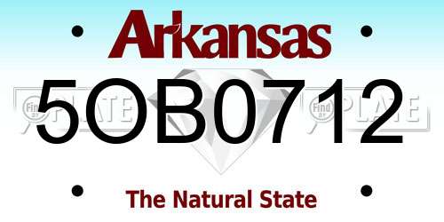 5OB0712 Arkansas License Plate