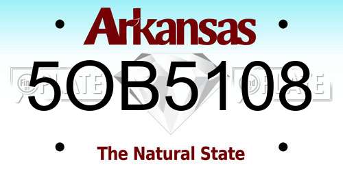 5OB5108 Arkansas License Plate