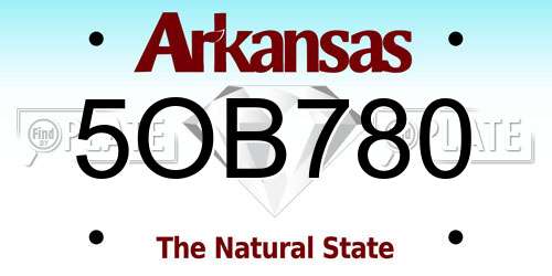5OB780 Arkansas License Plate