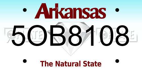 5OB8108 Arkansas License Plate