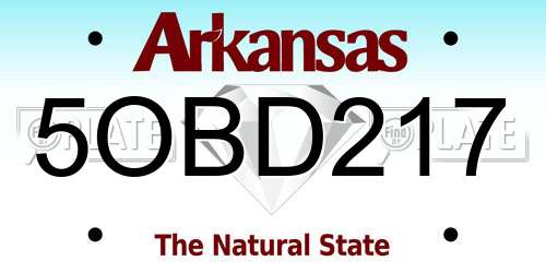 5OBD217 Arkansas License Plate