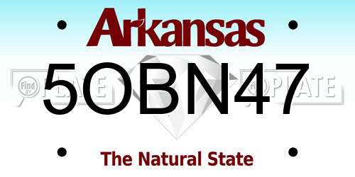 5OBN47 Arkansas License Plate