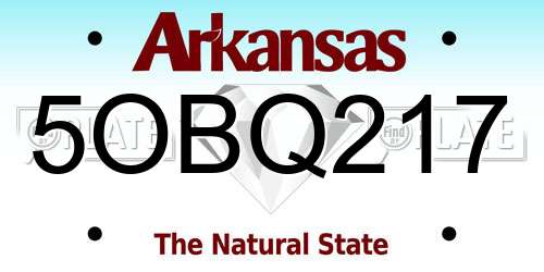 5OBQ217 Arkansas License Plate
