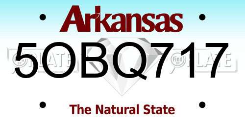 5OBQ717 Arkansas License Plate