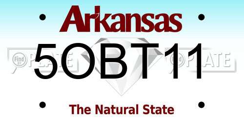 5OBT11 Arkansas License Plate