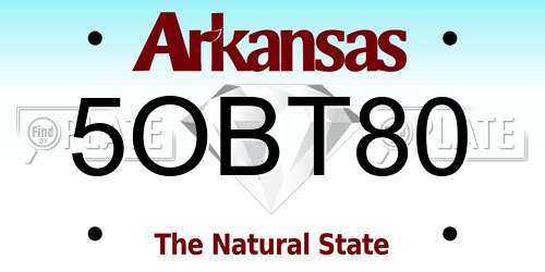 5OBT80 Arkansas License Plate