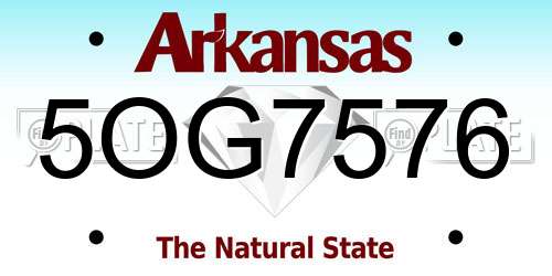 5OG7576 Arkansas License Plate