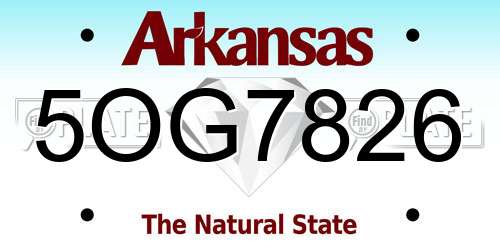 5OG7826 Arkansas License Plate