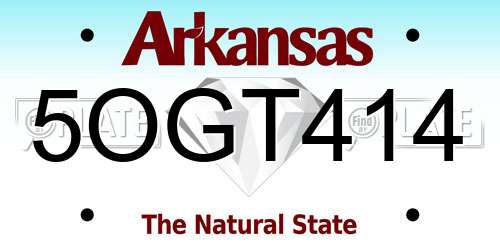 5OGT414 Arkansas License Plate