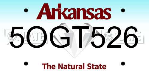 5OGT526 Arkansas License Plate