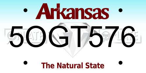 5OGT576 Arkansas License Plate