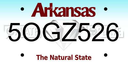 5OGZ526 Arkansas License Plate