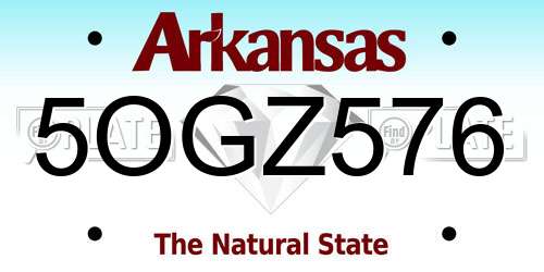 5OGZ576 Arkansas License Plate