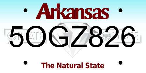 5OGZ826 Arkansas License Plate