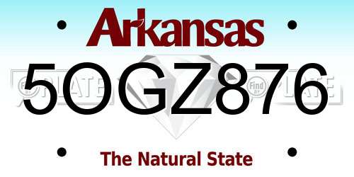 5OGZ876 Arkansas License Plate