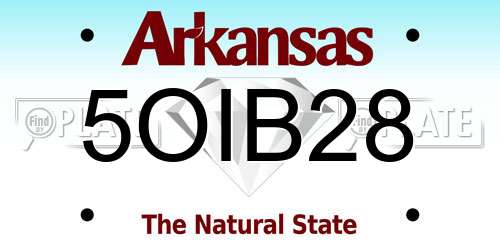5OIB28 Arkansas License Plate