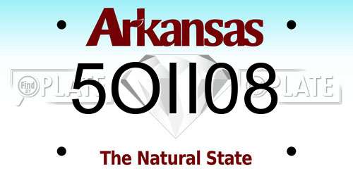 5OII08 Arkansas License Plate