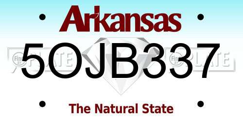 5OJB337 Arkansas License Plate