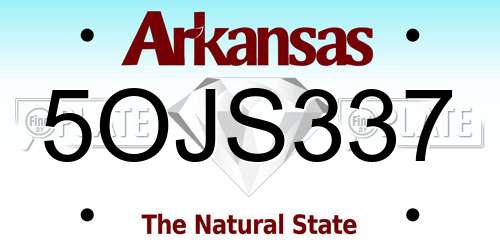 5OJS337 Arkansas License Plate