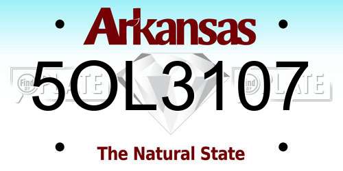 5OL3107 Arkansas License Plate